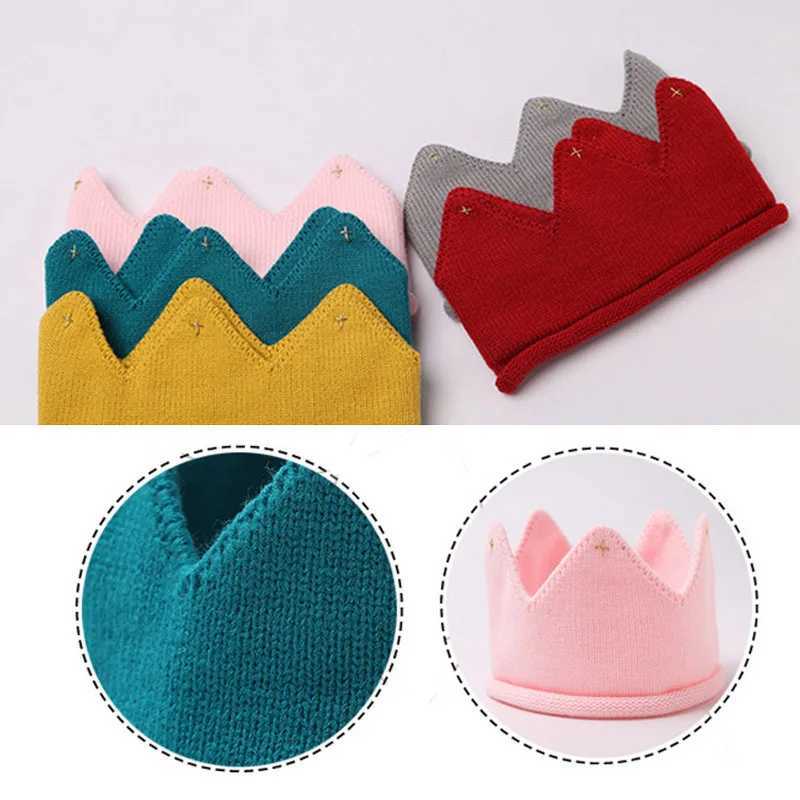 Knitted Crown Soft Cotton Baby Winter Hat Cap Newborn Photography Props For Birthday Party Decor Accesssories Z251029