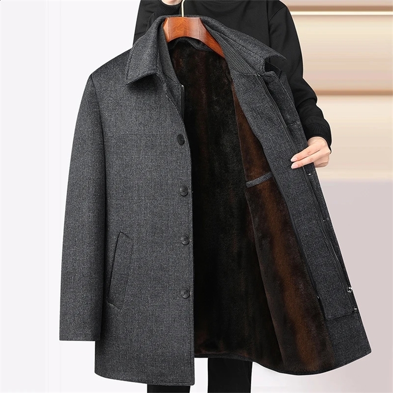 arrival winter jacket men fashion Woolen Coat Mens Casual Wool thicken warm trench coat Men Dress Jacket Size M-4XL 241223bj