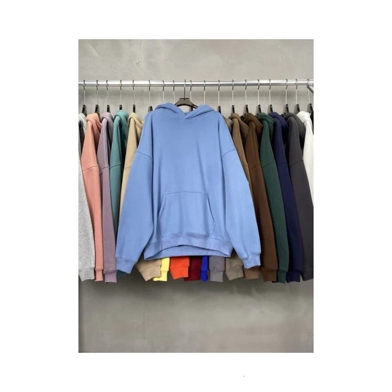 Solid Color 100% Cotton Hoodies Autumn Winter Baggy Sports Outwear Plush Oversized Hooded Sweater for Men and Womens 240826