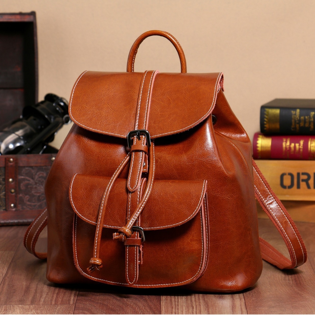Vintage Brown Backpacks Women Retro Harajuku Pu Leather Chic Solid Y2k Backpack Female Harajuku Mini Mochila Aesthetic 250306