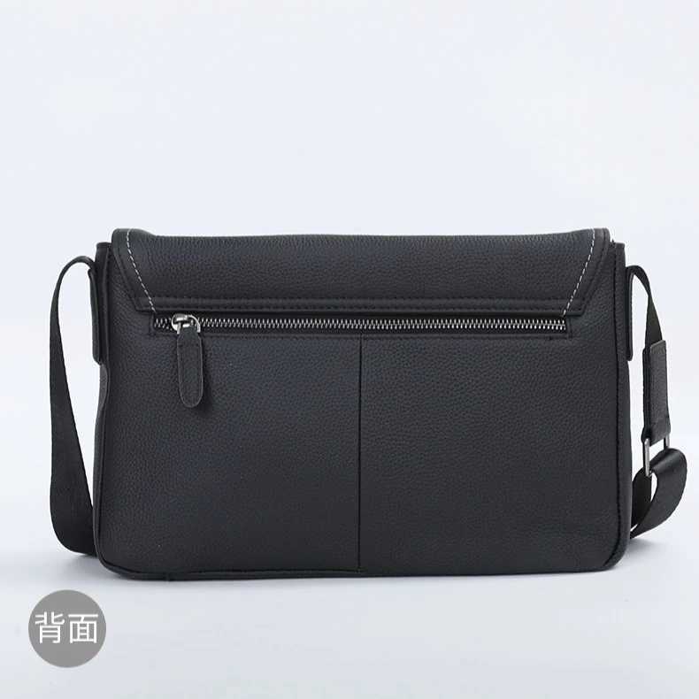 Mens Genuine Leather Shoulder Bag Large Capacity Top Grain Cowhide Casual Crossbody Messenger Bag J251025