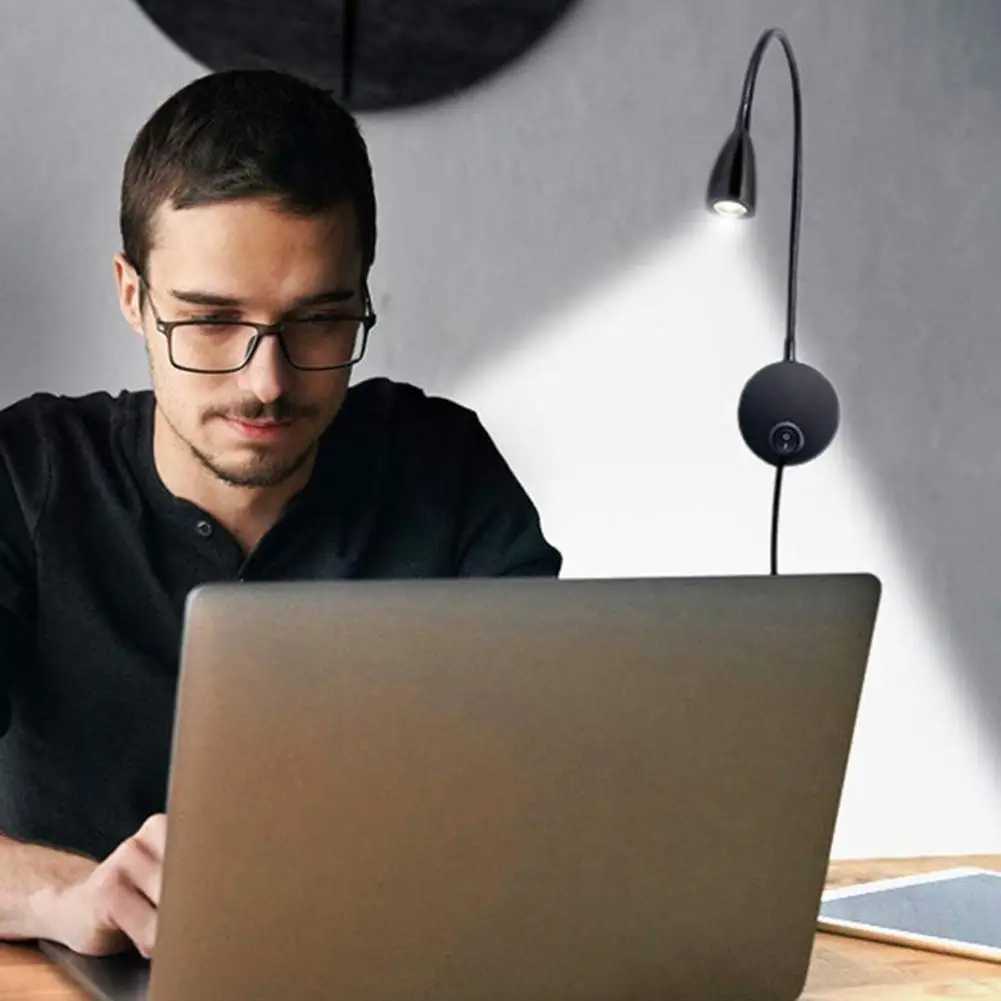 USB Flexible Wall Mount Night Lamp Hotel Bedside Wall Lamp LED Flexible Gooseneck Tube Switch Study Reading Sconces Light C251124