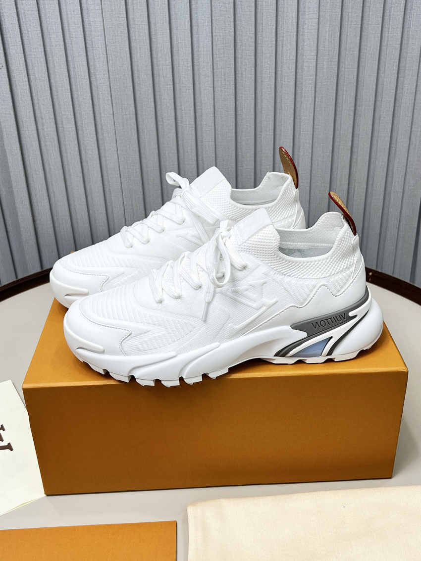 Fashion Men Casual Shoes Runner Tatic Sneakers Italy High End Low Tops Lace-Up White Nylon Knitted Rubber Non-Slip Designer Casuals Tennis Athletic Shoes Box EU 38-45