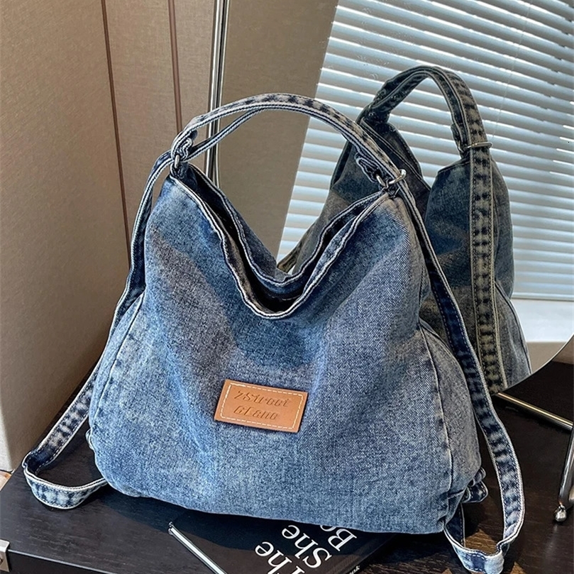 Denim shoulder bag womens cross body casual handbag and wallet trend clutch messenger 240920