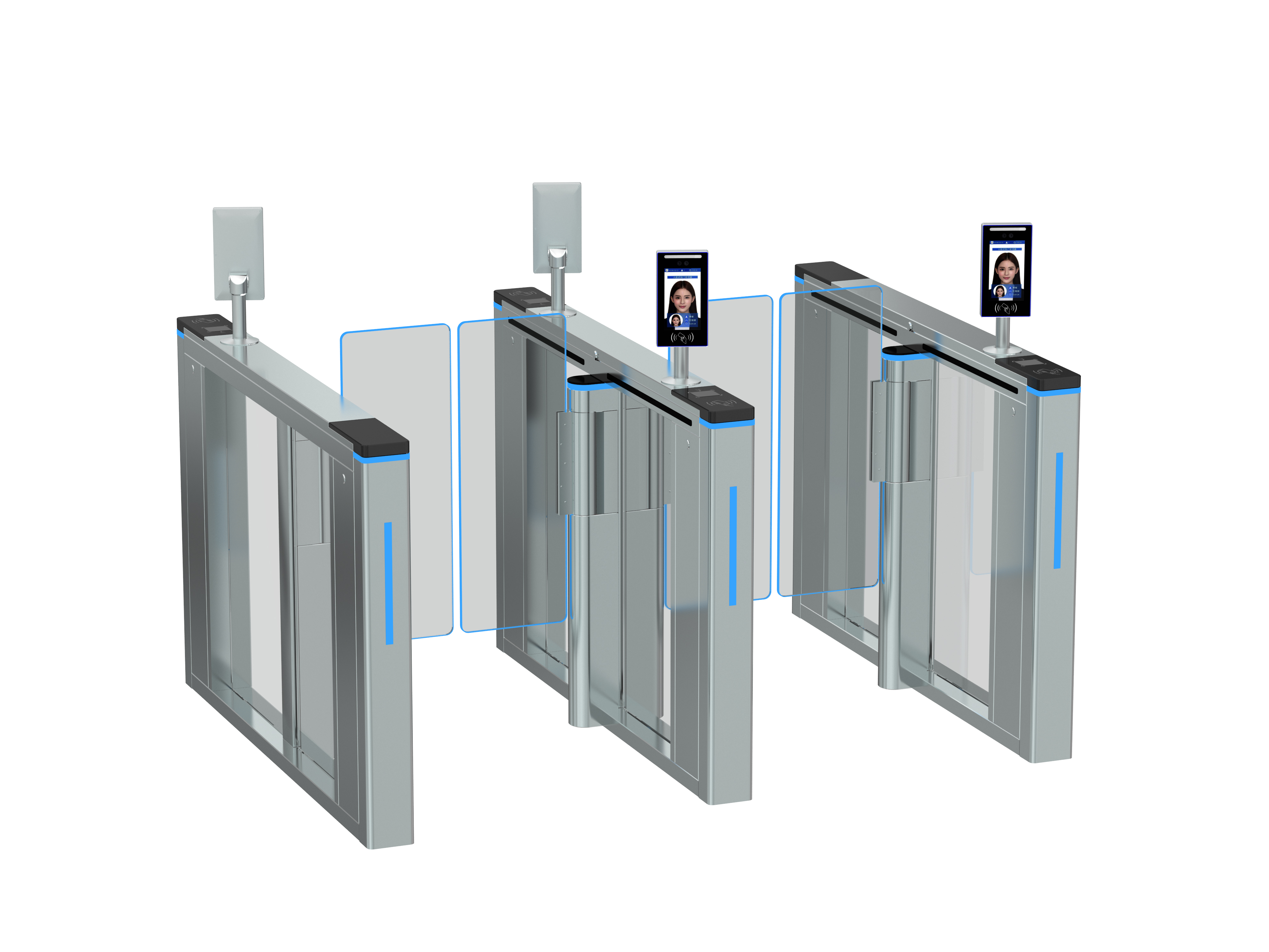 Intelligent Pedestrian Access Gate - Brushless Motor Optional, Anti-Crossing & Anti-Climb, Fast Passage Speed Gate for Public Areas-NO02