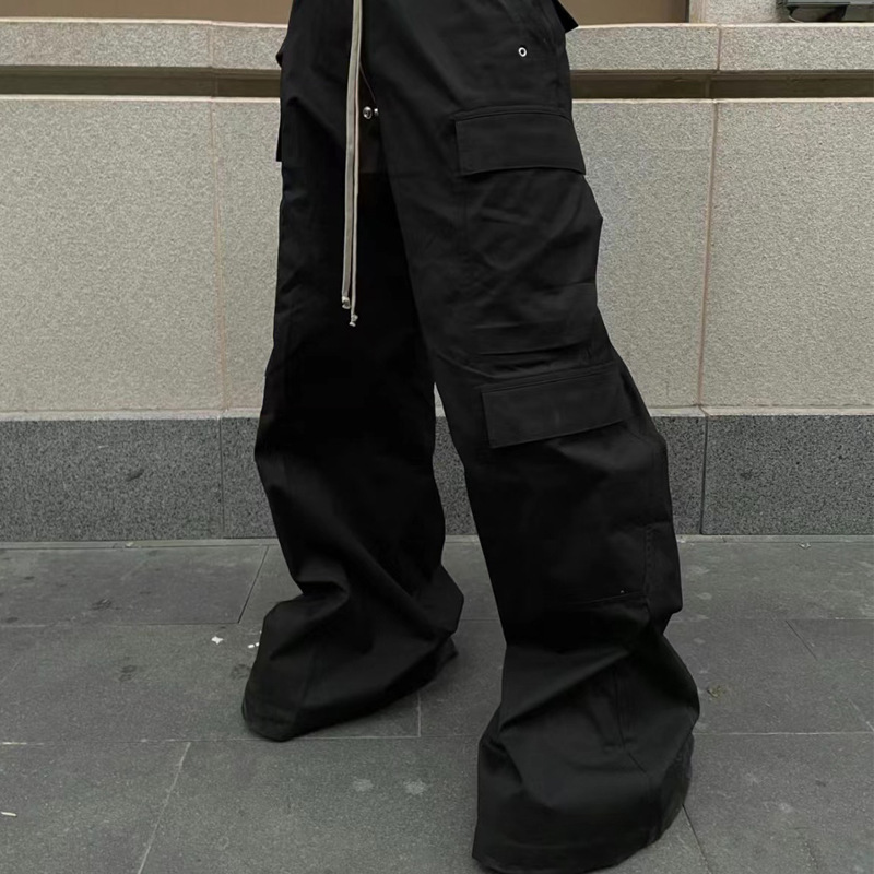 designer Men's Jeans Baggy Black Cargo Pants Women Wide Leg Casual High Street joggers Drawstring Trousers Men Goth Grunge Style Pantalones