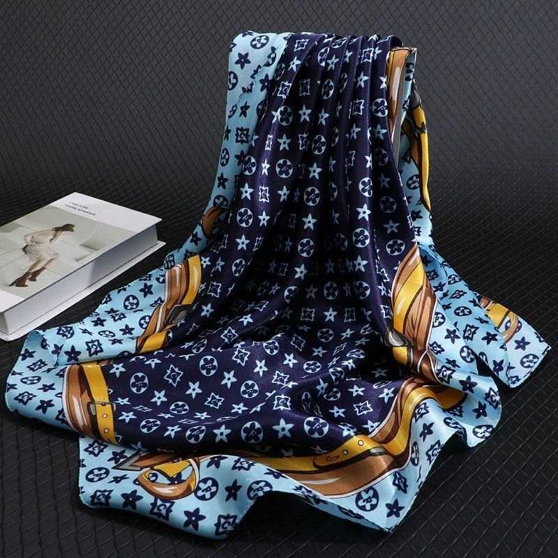 9090CM Fashion Scarves for Women Shawl Print Silk Satin Hijab Scarf Female Bandana Luxury Brand square Shawls Scarfs For Ladies C250922
