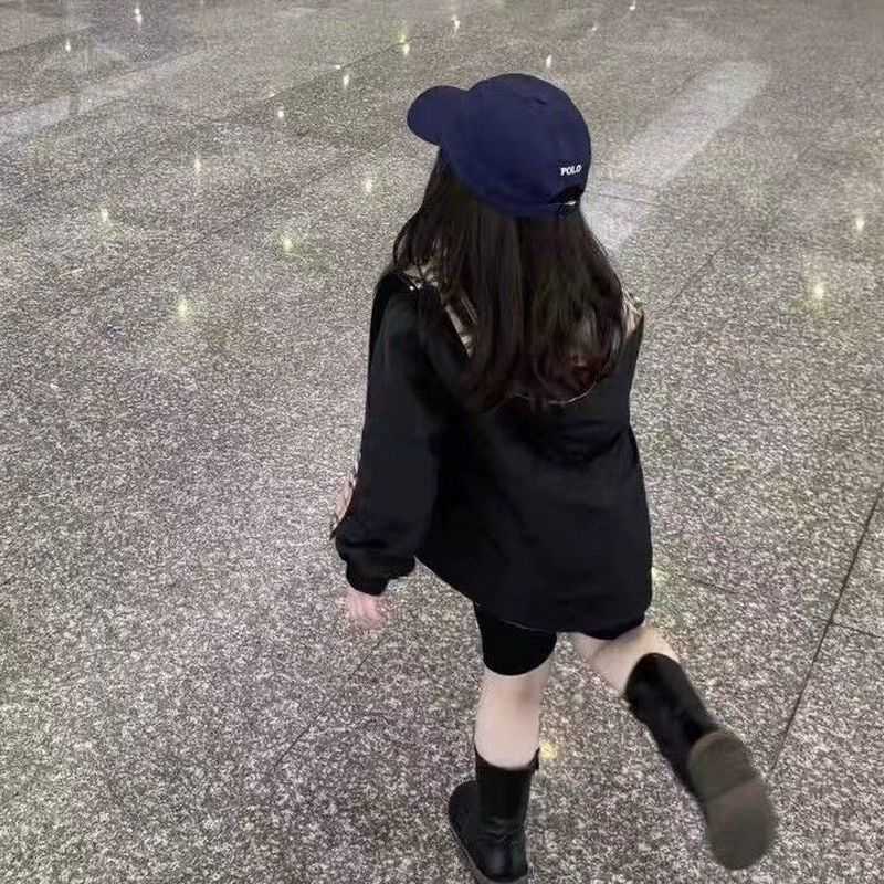 Korean Childrens Clothing Childrens Jacket Spring and Autumn Clothing Boys and Girls Fashionable Trendy Cool Design Reversible Hooded Windbreaker Jack