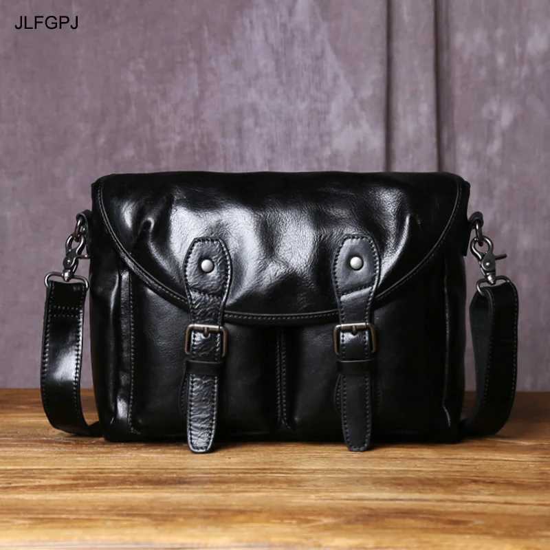 JLFGPJ High Quality Genuine Leather Mens Shoulder Bag With Top Layer Cowhide Horizontal Zipper And Simple Crossbody Bag J251025