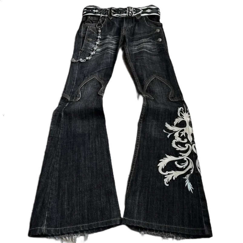 Harajuku old slim black jeans summer street hip-hop punk men and women casual y2k micro-flared jeans ripped jeans 240819
