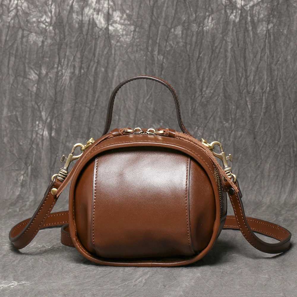 LUOKIR Genuine Leather Womens Crossbody Bag Top Layer Cowhide Exquisite Handbag Daily Travel Mobile Phone Bag Bowling bag J251025