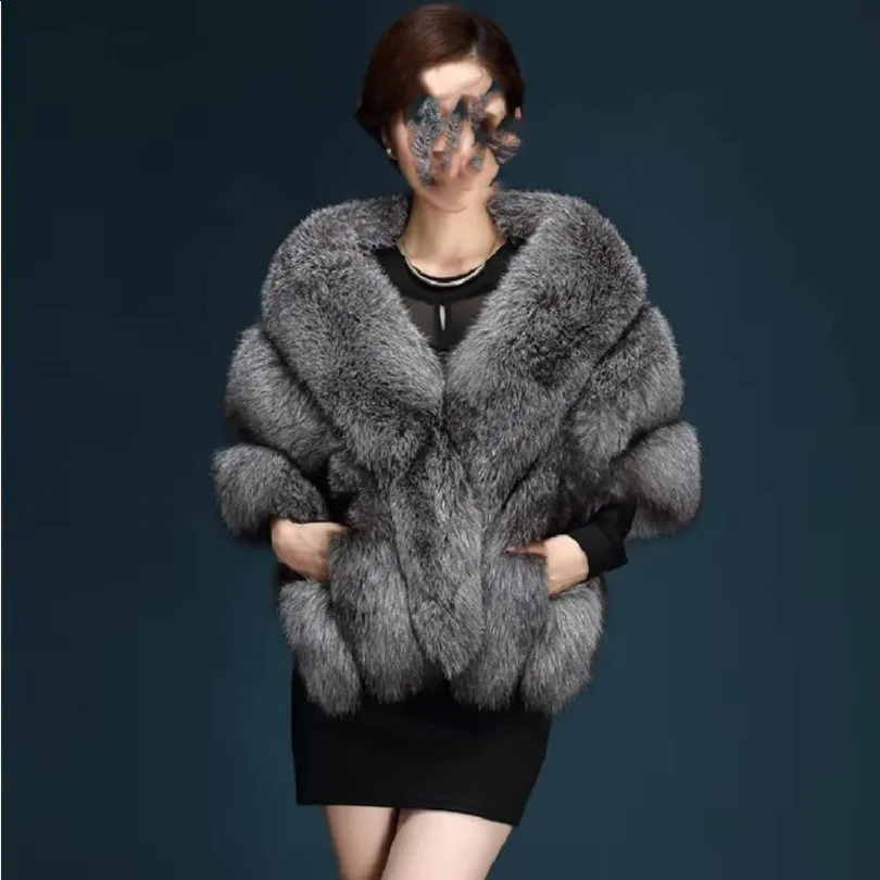 Fox Fur Shawl for WomenCloakWedding CloakDress Qipao Cape CoatWarm Wool CloakCardigan PonchoAutumn and Winter 250121