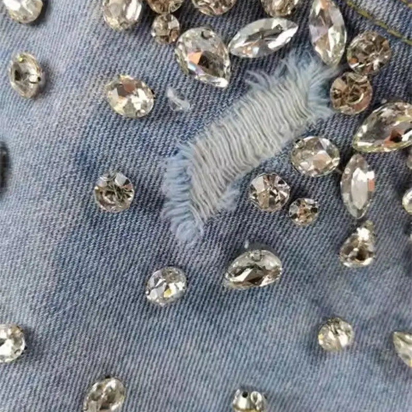Fashion Diamond Hole Denim Shorts Summer 2024 Womens Sexy High Waist Jeans Booty Shorts 240820