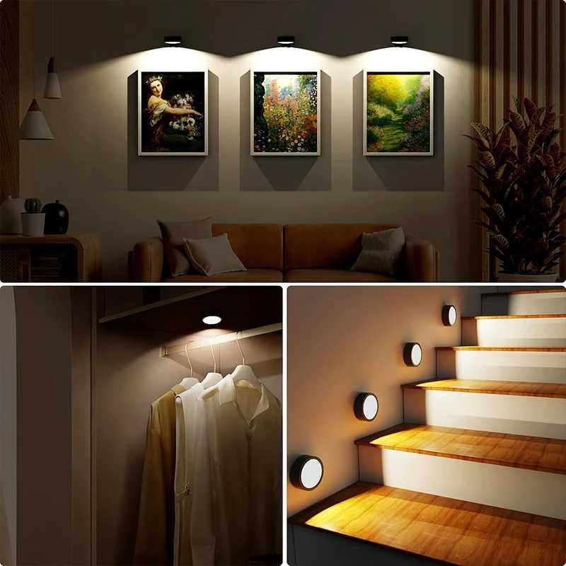 3Pcs Magnetic Painting Light Dimmable Indoor Picture Wall Lamp LED Wireless Art Frame Lights With Remote C251124