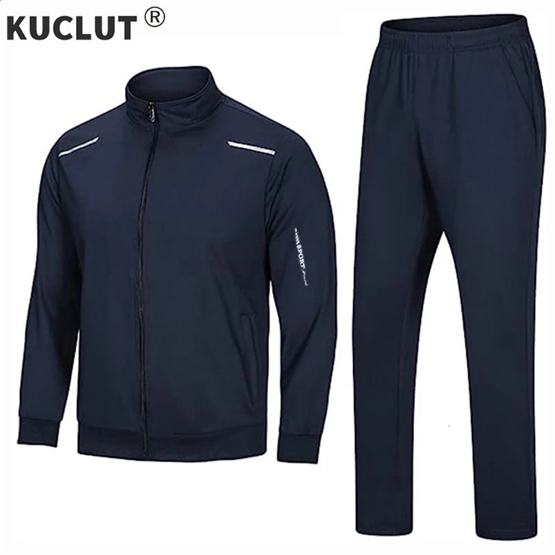 Mens Track Suits 2 Piece Set Autumn Wind-proof Stand-up Collar Full Zipper Sweatsuit Casual Comfort Hiking Jogging Sports Suit 240822