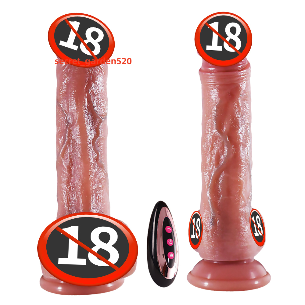 Popular Russia Remote Control Vibrator Big Thrusting Dildo for Women Suction Realistic Penis Telescopic Rotating Warm Sex Toy