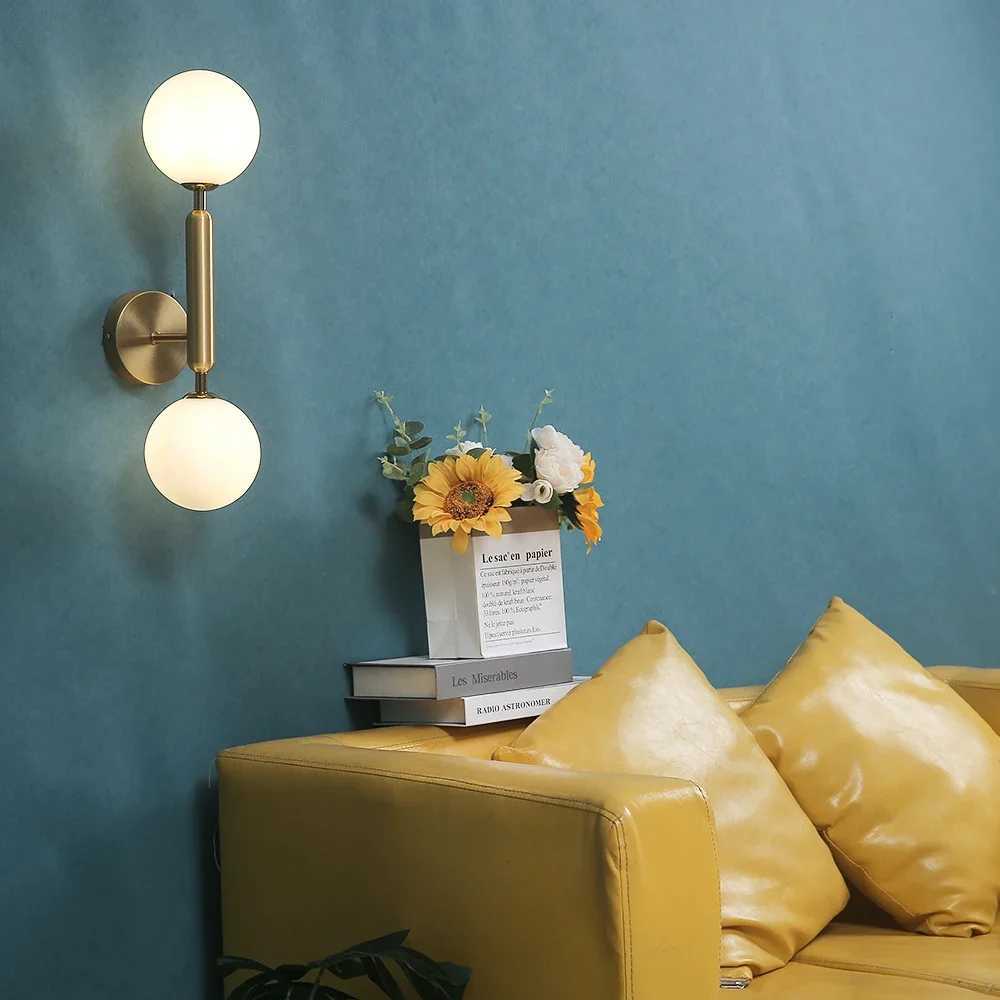 Minimalist Wall lamp Glass white ball G9 Bulbs Warm lighting Bedroom Bedside lamp Living room Background wall light Corridor C251124