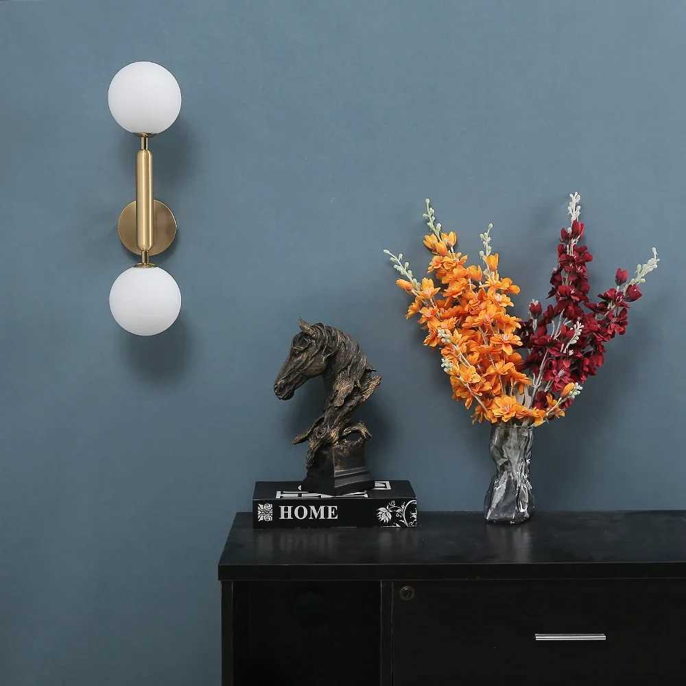 Minimalist Wall lamp Glass white ball G9 Bulbs Warm lighting Bedroom Bedside lamp Living room Background wall light Corridor C251124