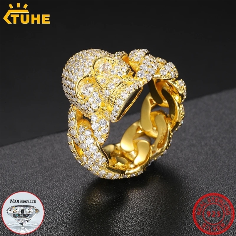 Unisex Classic Simple Style Skeleton 925 Ring Men Hip Hop Jewelry Pave Setting Ring Fashion Rock Gift 240530