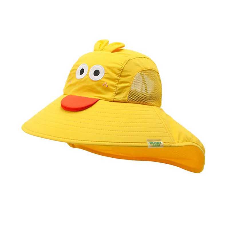 Summer Childrens Sun Hat Foldable Baby Beach Hat UV Resistant Thin Breathable Large Brim Fisherman Cartoon Hat Z251029