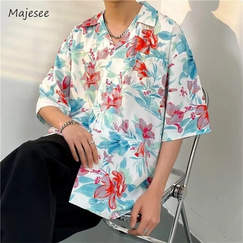 Hawaiian Shirts Men Advanced Breathable Trendy Summer Half Sleeve Floral High Street Pocket Korean Style Male Hipster Handsome 240529