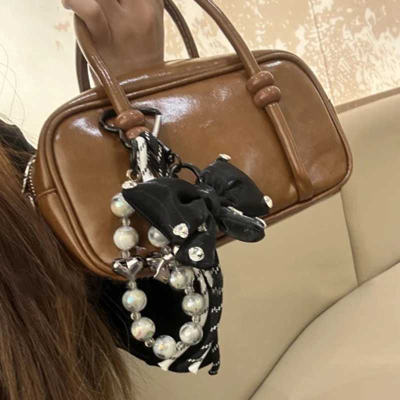 Bag Hanging Fashion Design Highend Sense Complex Pendant Wind Bow Beaded Braided Rope Woven Keychain D250923