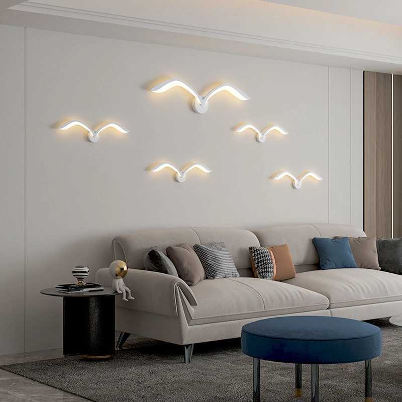 Nordic Modern Seagull Wall Lamps LED White Brown Iron Acrylic Wall Light for Living Room Indoor TV Wall Background Wall Lighting C251124