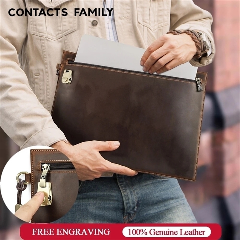 Genuine Leather Laptop Sleeve Case for MacBook Air 13 M2 M3 Macbook Pro 13 14 Notebook Carrying Cover Bag With Password Lock 240528