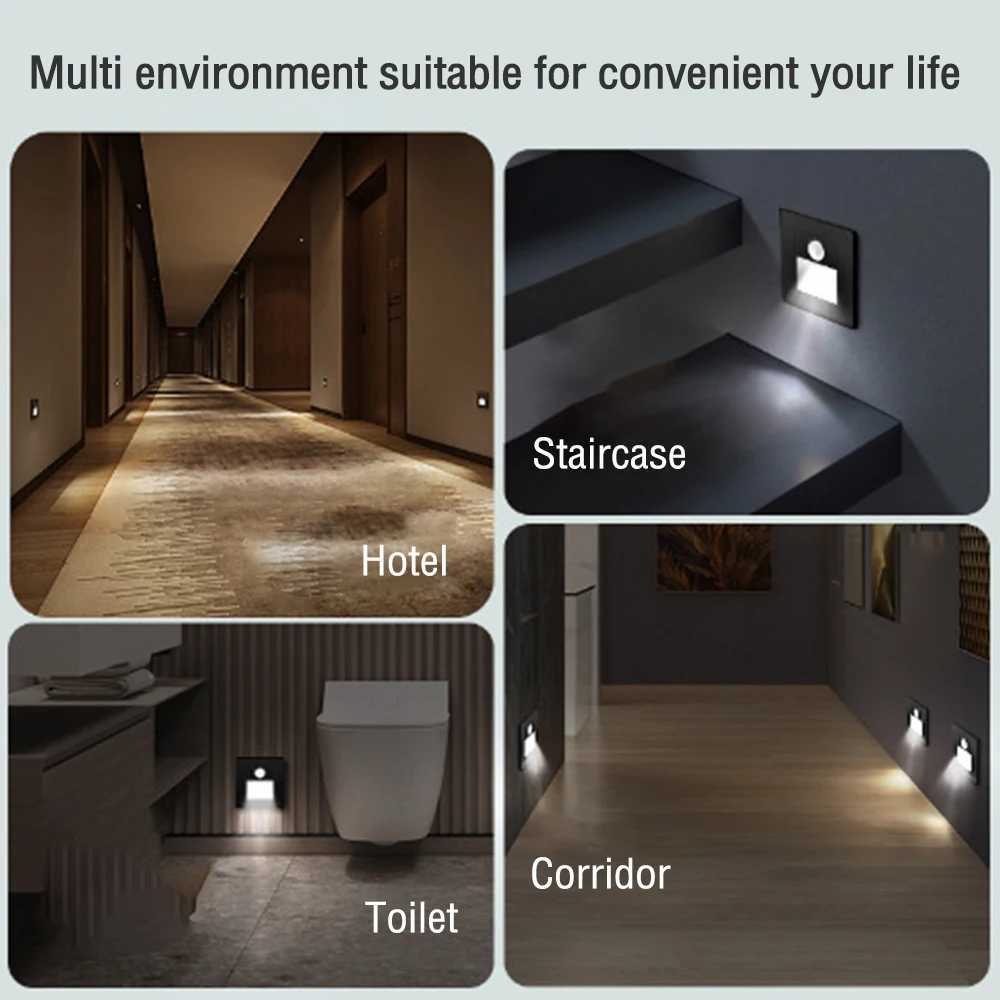 PIR Motion Detector Sensor Led Stair Light Infrared Human Body Induction Lamp Recessed Steps Ladder Staircase Bedroom Decoration C251124
