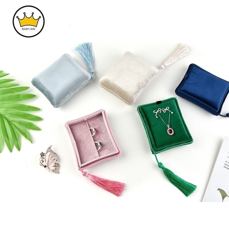 Jewelry Boxes Tassels Ring Box Necklace Holder Portable Trinket Jewelry Box Wedding Propose Box Organizer 230815