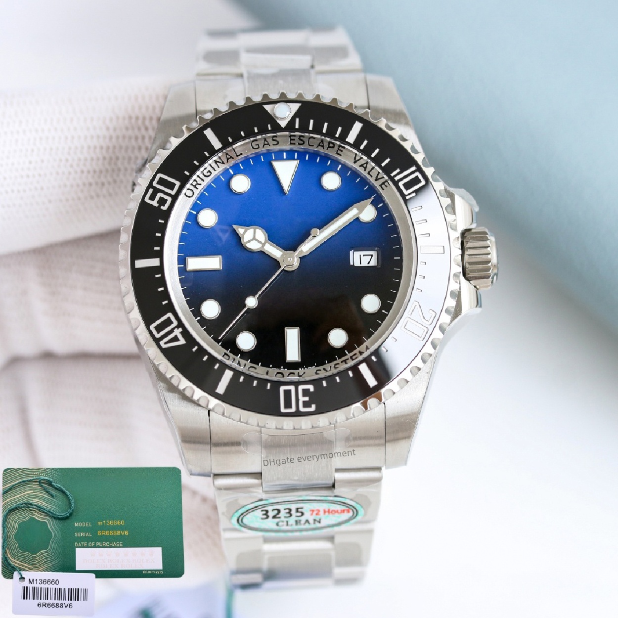 CLEAN factory ceramic watch 126067 136660 44mm automatic mechanical men's watches 3235 movement blue black dial 904L night light diving Wristwatches with box