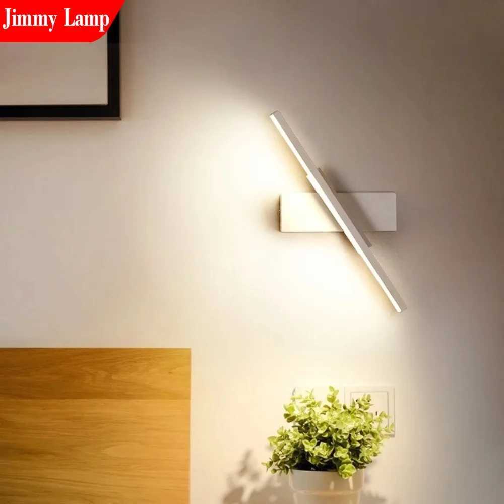 Modern Rotatable LED Black White Wall Light for Bathroom Mirror Bedroom Living Room Indoor Line Sconces Decor Lighting Fixture C251124