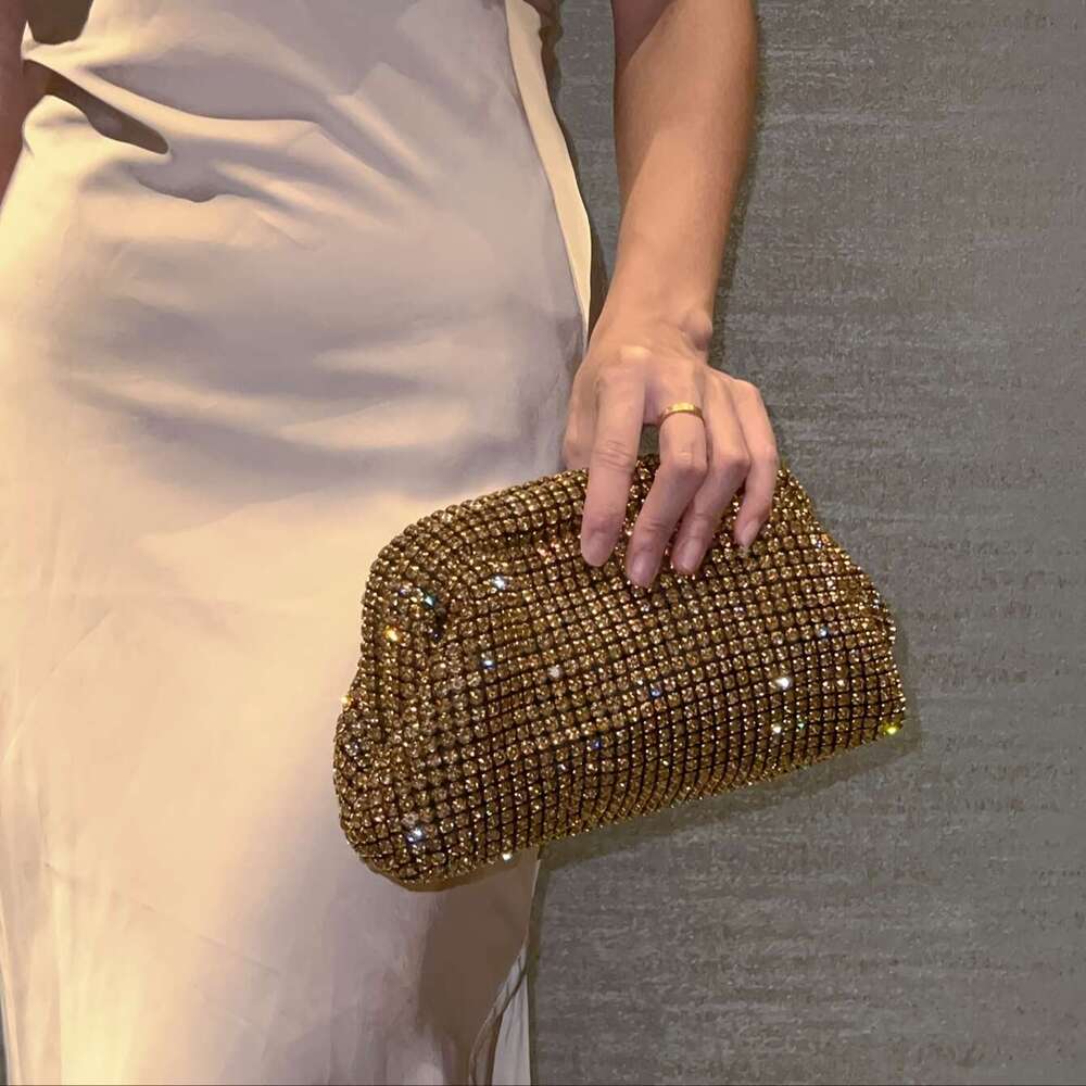 Designer Clutch Bag with Rhinestone & Acrylic - Crossbody Bag for Women, Ideal for Parties, Weddings, Formal Events