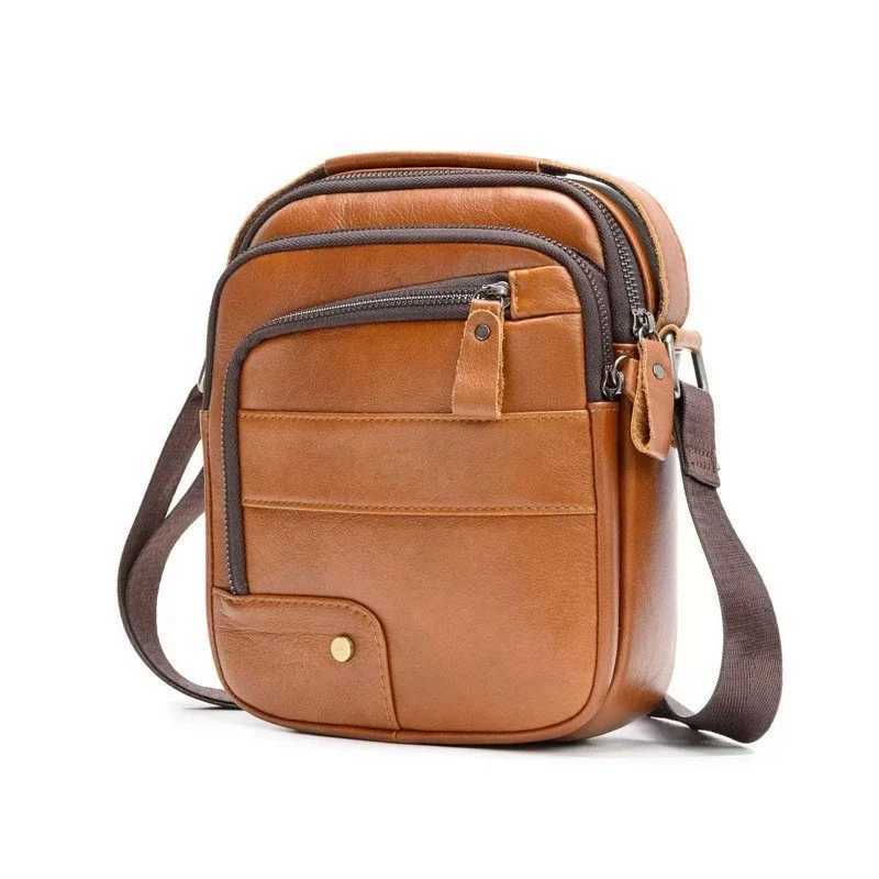 SmallGenuine Leather Bag for Man Fashion Real Cow Leather Satchel Male 2025 New Boys Shoulder or Crossbody Bag J250922