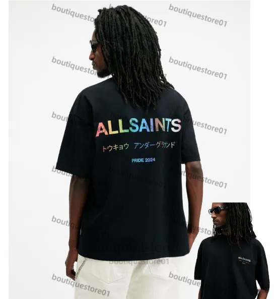 All Saint T Shirt Men's Desiner T-Shirts High Street Vintage Letter Casual Loose Streetwear Oversized Luxury Brand Summer Printed Top Allsaint T Shirt b09