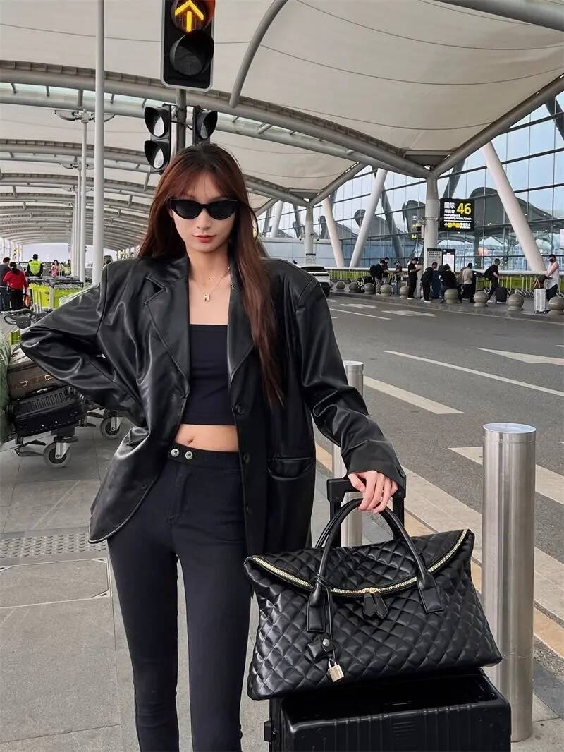 Travel Black Handle Shoulder Bags Purse Women Dia Pattern Shopping Handbag Messenger Ladies Vintage Fiess Tote Bag y2k high-quality