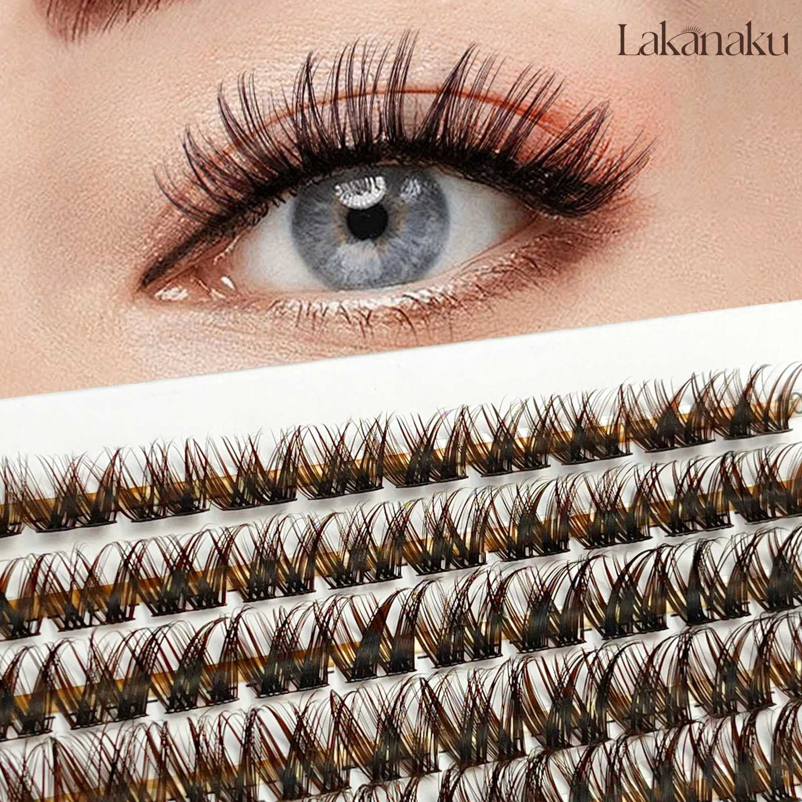 LAKANAKU Brown DIY Lashes Clusters Eyelash Extensions Volume Fans for Beauty Makeup C250923