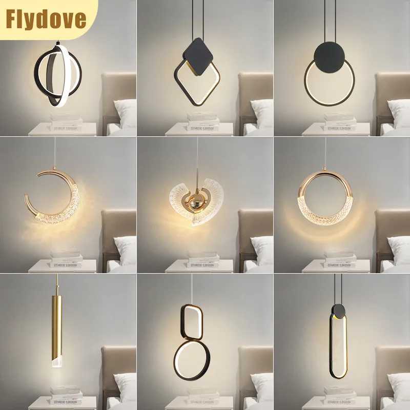 Nordic Light Luxury LED Long Line Small Pendant Creative Living Room Bedhead Study Corridor Indoor Golden Acrylic Ceiling Light C251124