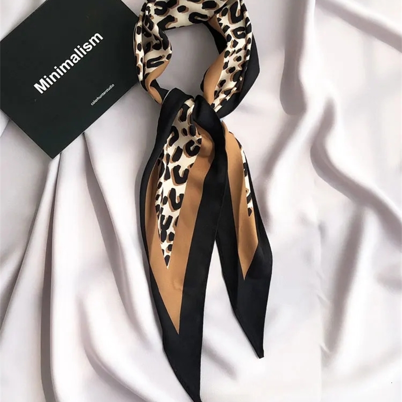 MS.FLYTIE Leopard Print Decoration All-match Small Silk Scarf Female Spring And Autumn Long Diamond-shaped Small Scarf Narrow 241228