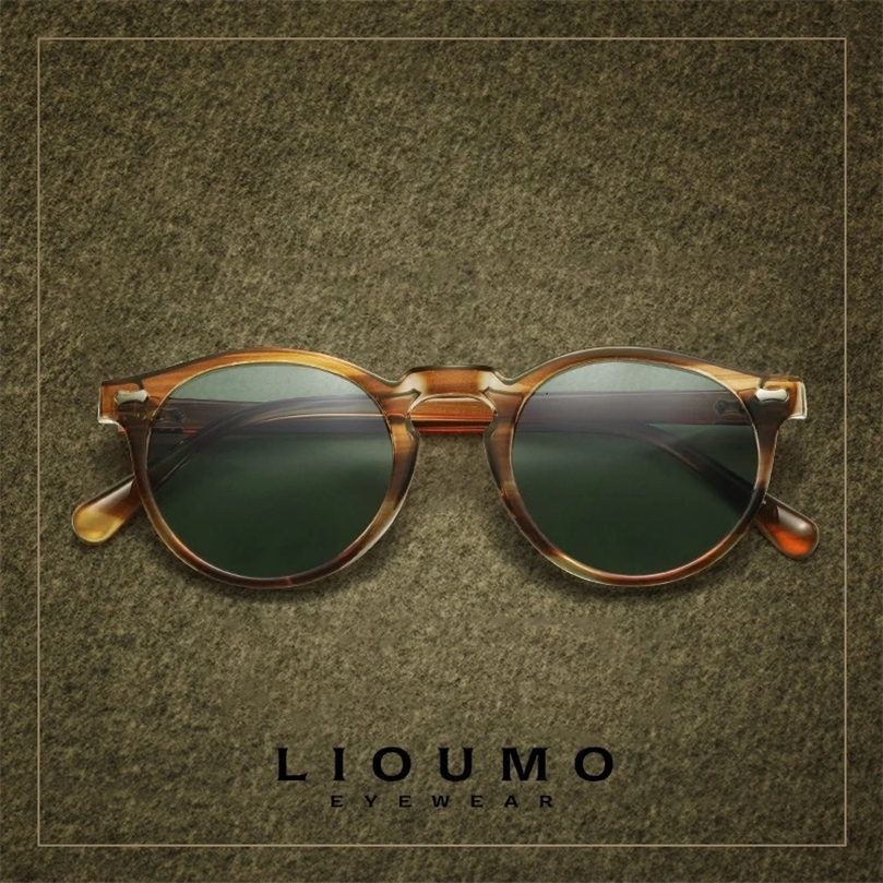 LIOUMO Retro Polarized Sunglasses Men Round Frame Vintage Glasses For Women UV400 Driving Goggles oculos de sol masculino 240428