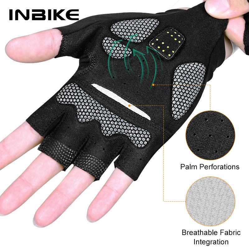 INBIKE Half Finger MTB Cycling Gloves Summer Bicycle Gloves for Men Riding SBR Palm Padded Mountain Road Bike Gloves Accessories J250922