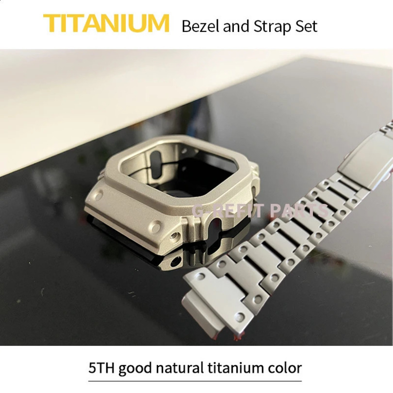 G-Refit 5TH alloy DW5600 G5600E GWM5610 GWB5600 Watchbands Bezel Strap Set Watchband Metal/Case black band With Tools 241230