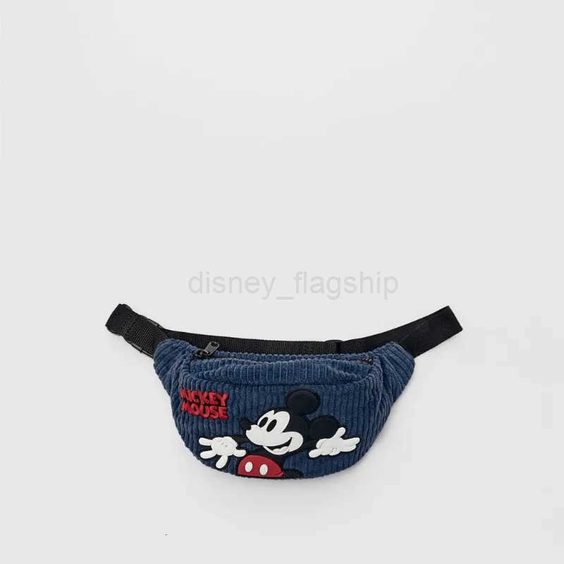 Disney blue embroidered Mickey Mouse cute mini crossbody bag corduroy fabric childrens small waist bagXJ250923