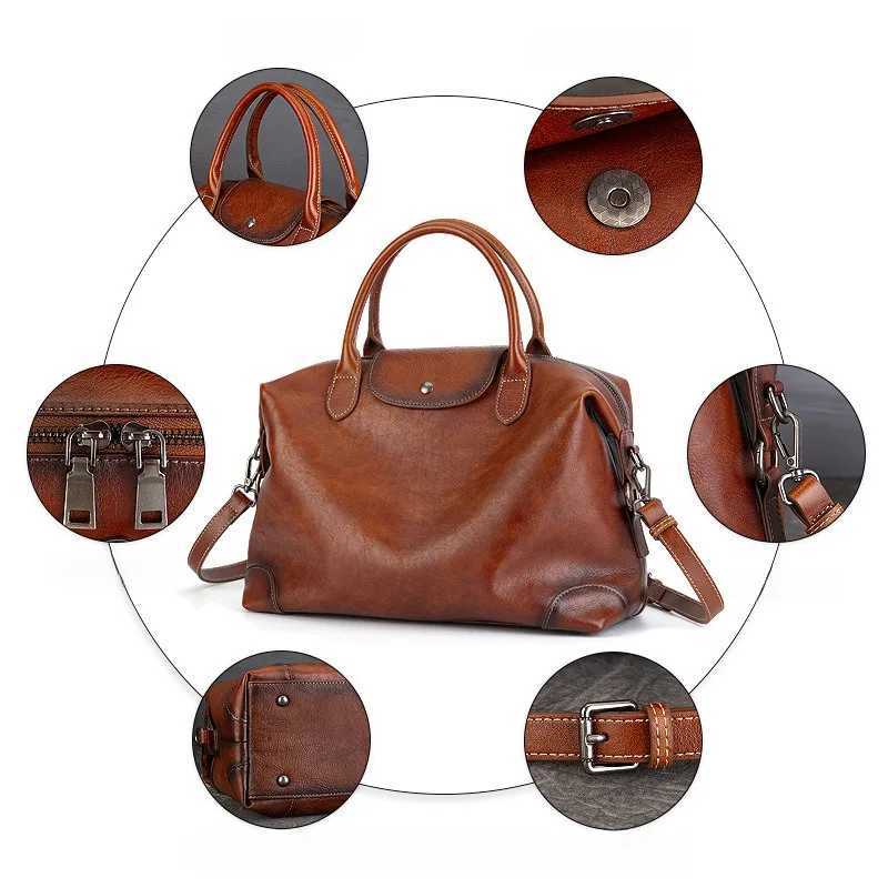 MOTAORA 2025 Premium Vintage Tote Bag for Women Large Capacity Cow Leather Crossbody Work Commuter Bag with Adjustable Strap J251025