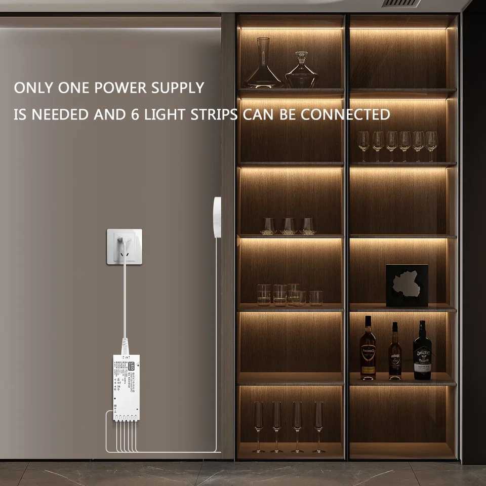 DC12V COB Strip Light Set 6PCS 5PCS With Dimmable Touch Sensor Switch Integrated Lighting DIY Cuttable For Under Cabinet Closet C251124