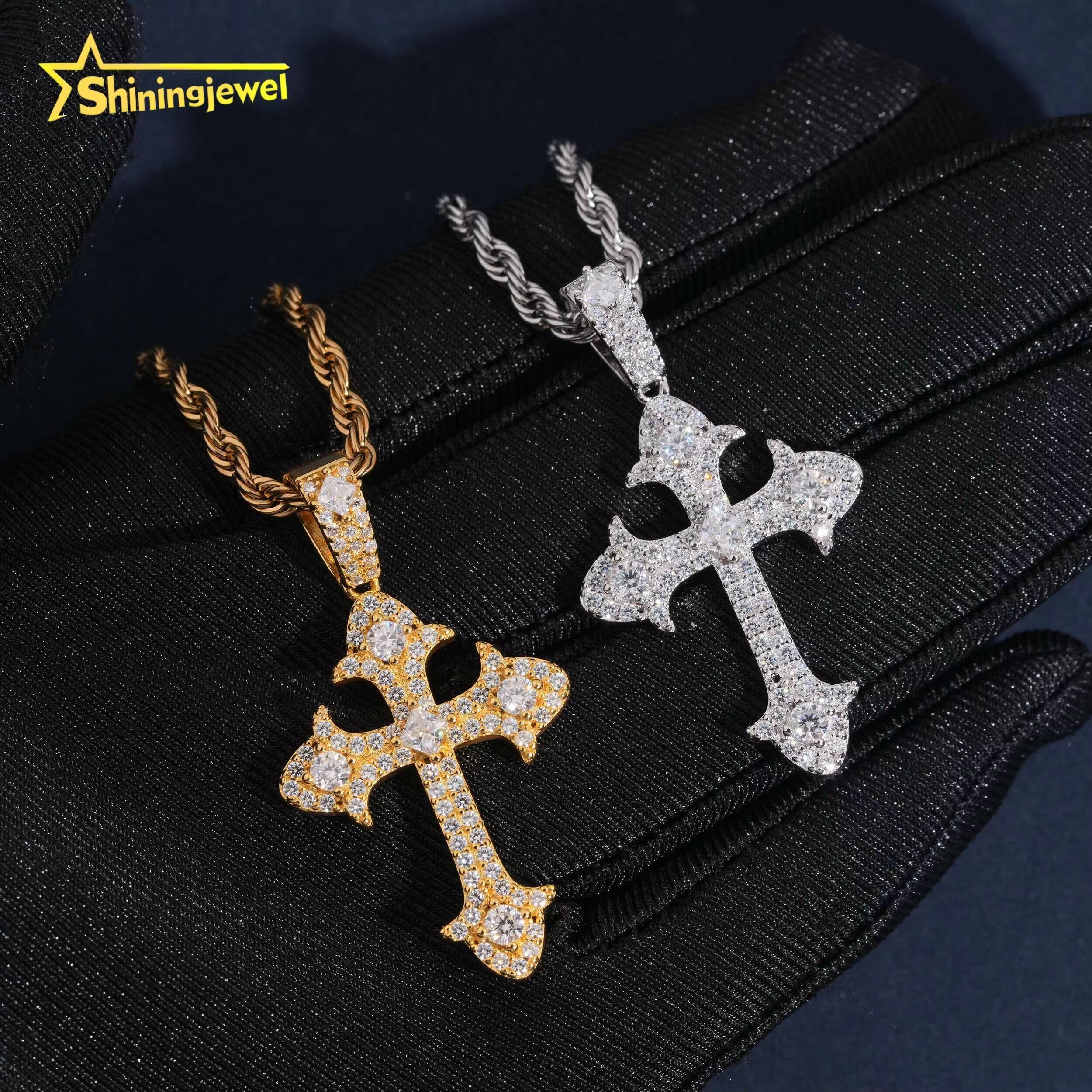 Iced Out Diamond USA Warehouse Custom Charms Hip Hop Jewelry Pendant 925 Silver VVS Moissanite Cross Pendant GRA Certificate