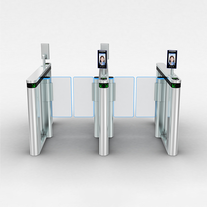 High-Speed Pedestrian Access Gate - Customizable Acrylic Edging & Side LEDs, Tempered Glass Panel, Brushless Swing Arm Speed Turnstile-NO03