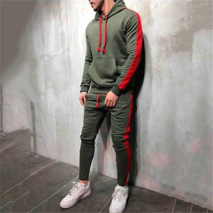 2024 Autumn Men Running Set Men Sport Suits Sportswear 2Pcs Tracksuit Sportswear Hoodies Sweatshirt Pant Suit Men Sports Set 241224
