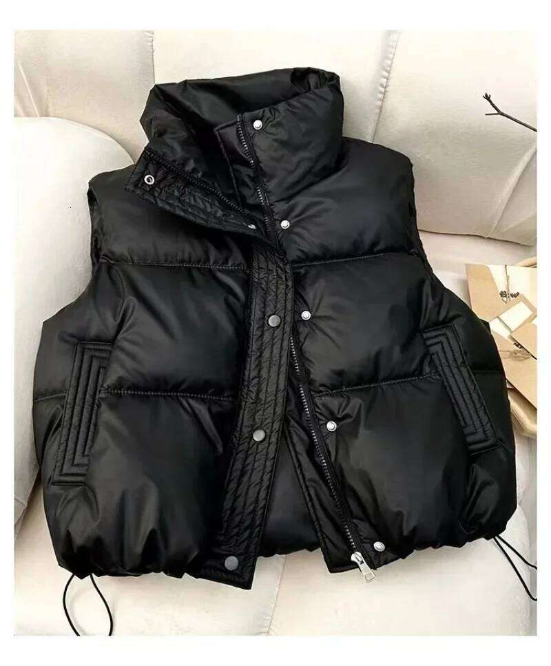 2025 Autumn Winter Warm Waistcoat Ladies Sleeveless Stand Collar Down Cotton Coats Women Outerwear Casual Puffer Vest Jacket