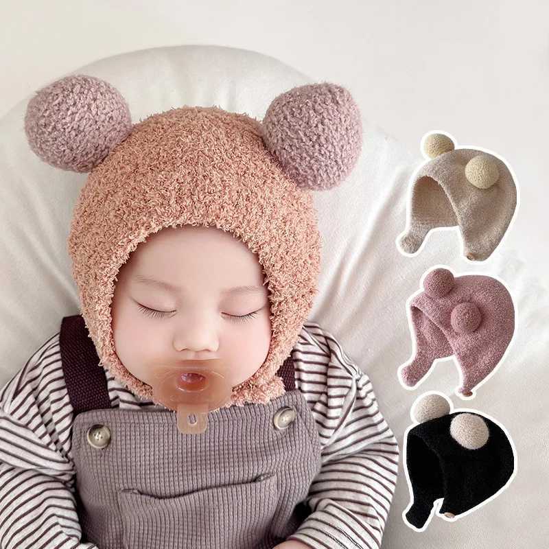 Winter Baby Hats for Boys Girls Cartoon Bear Fleece Wool Warm Caps Kids Ear Protection Hat Toddler Infant Cute Bonnet Autumn New Z251029